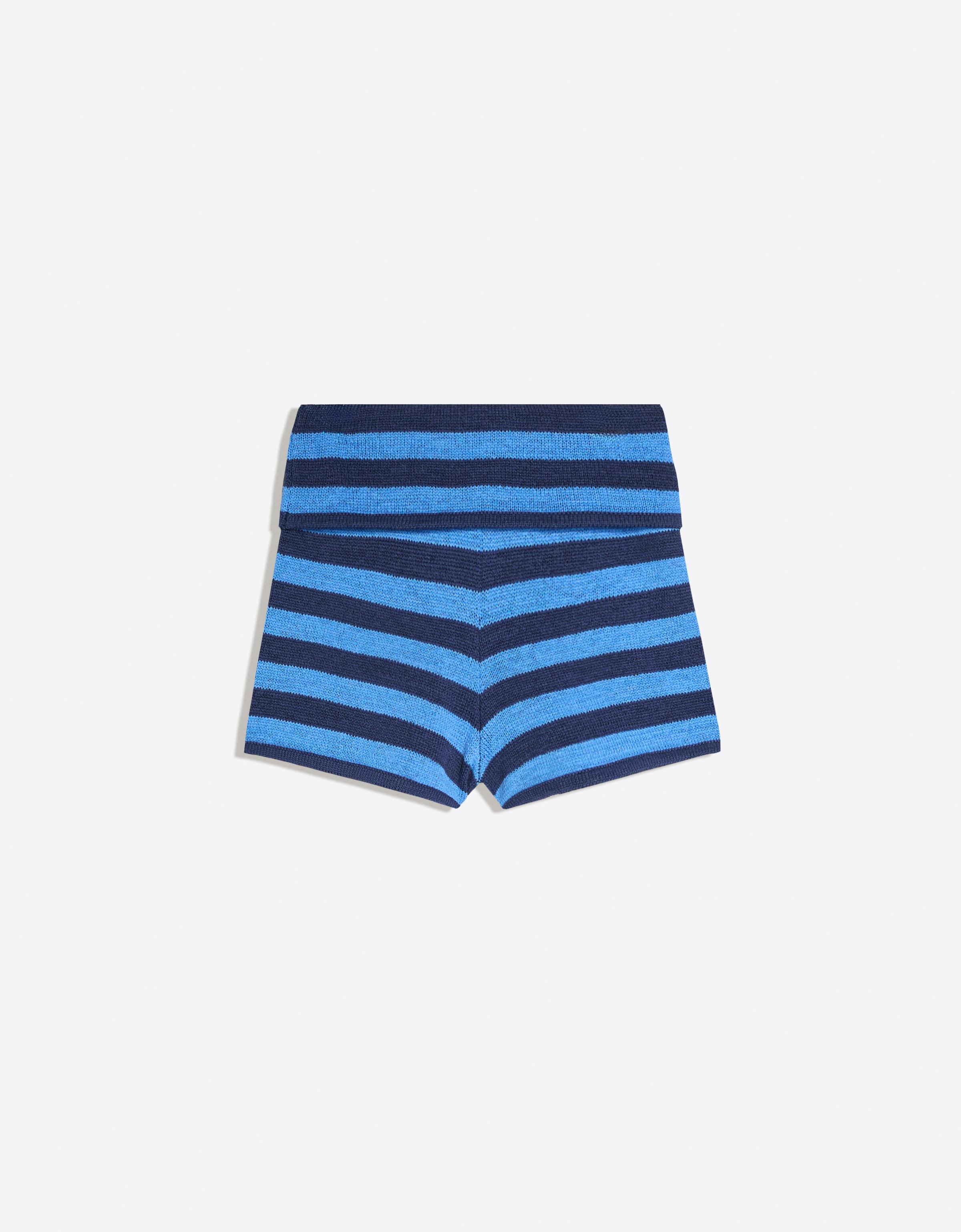 Knitted shorts with turn-up waist — Blue