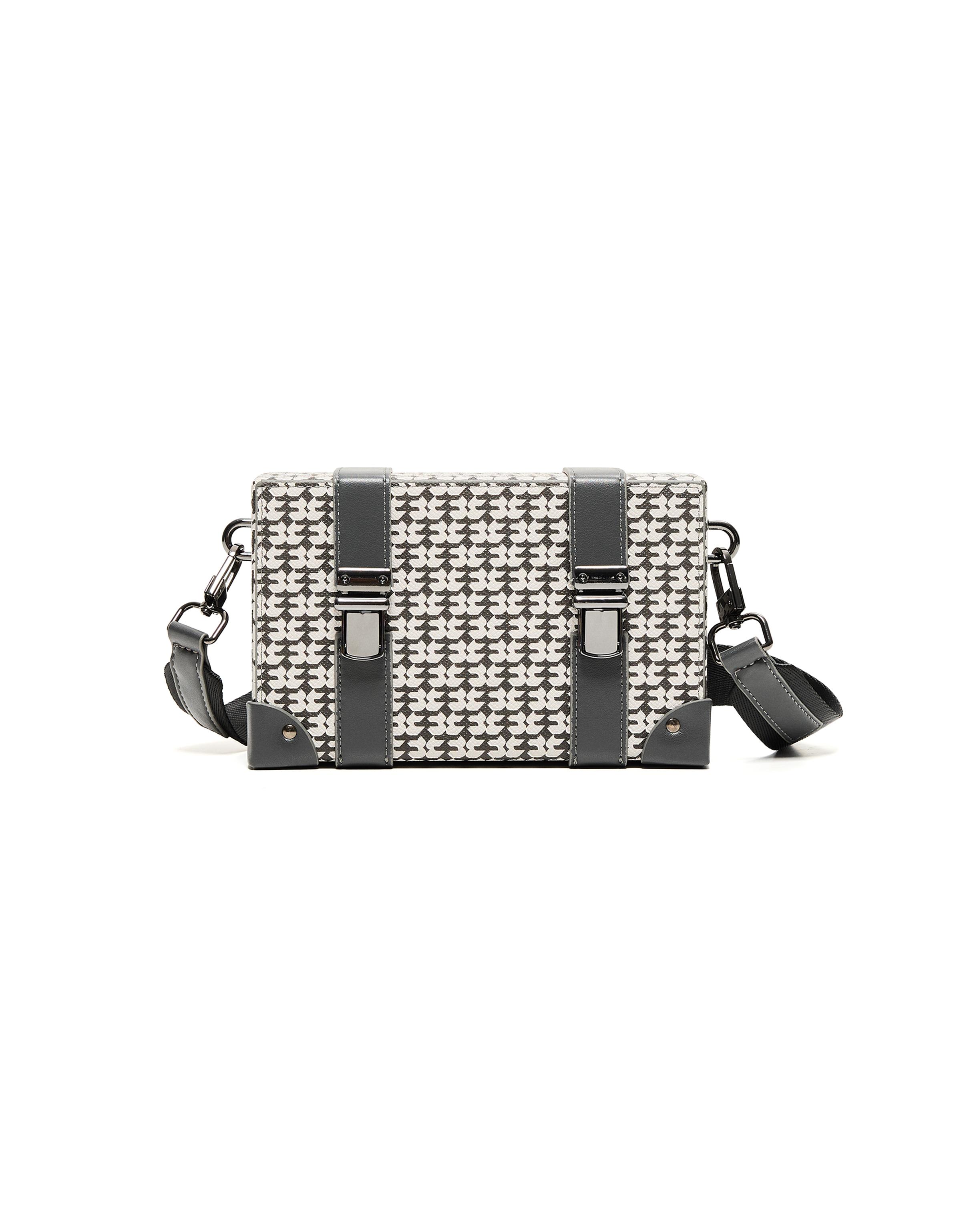 Monogram box bag with buckles — Mixed gray