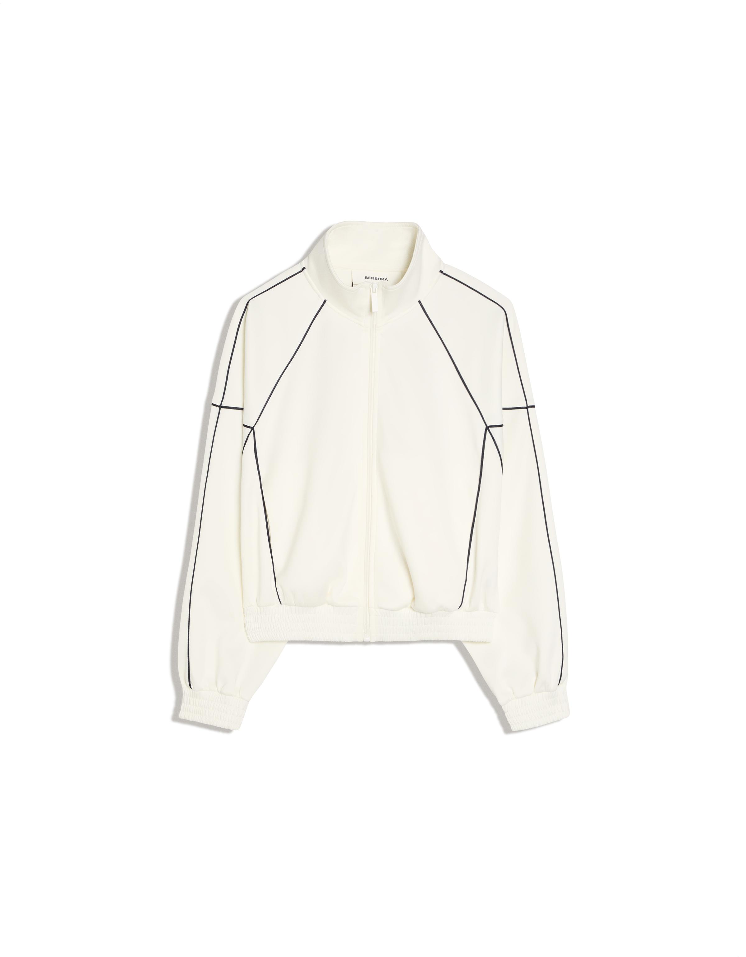 Contrast high neck jacket — Cream