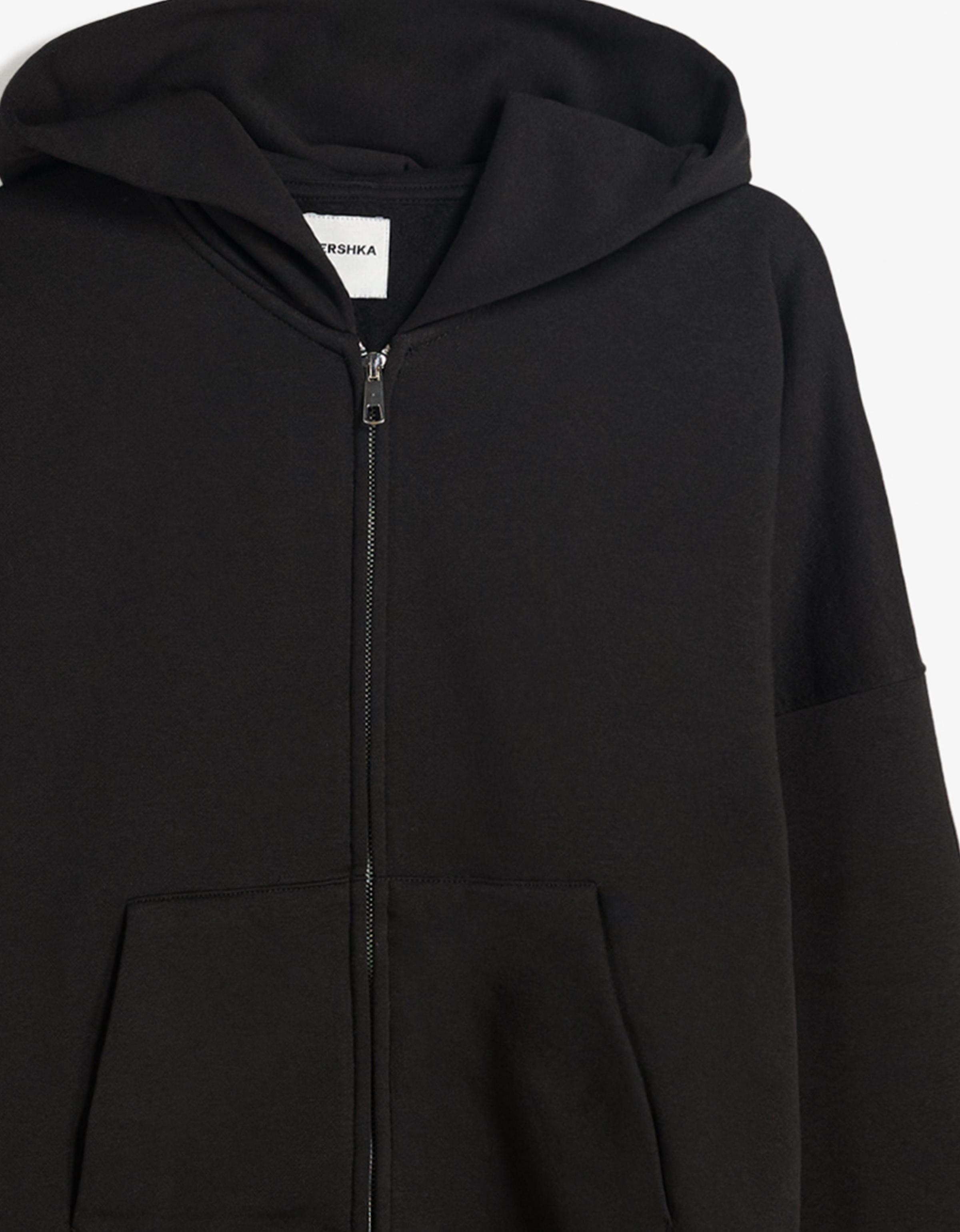 Kapüşonlu oversize fermuarlı sweatshirt - Görsel 199