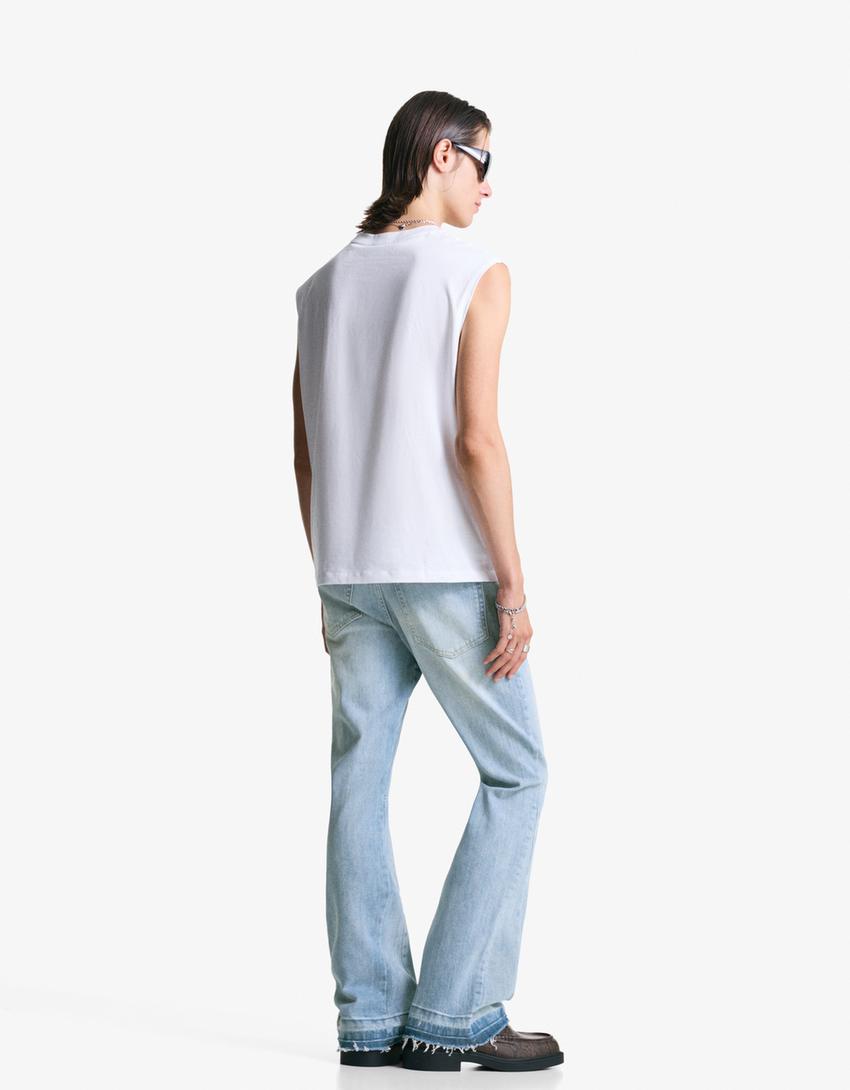 Comfort flared jeans-Gewassen blauw