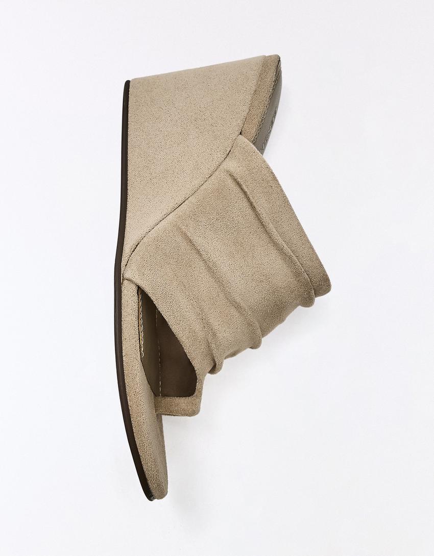 Wedge heel mules-SAND