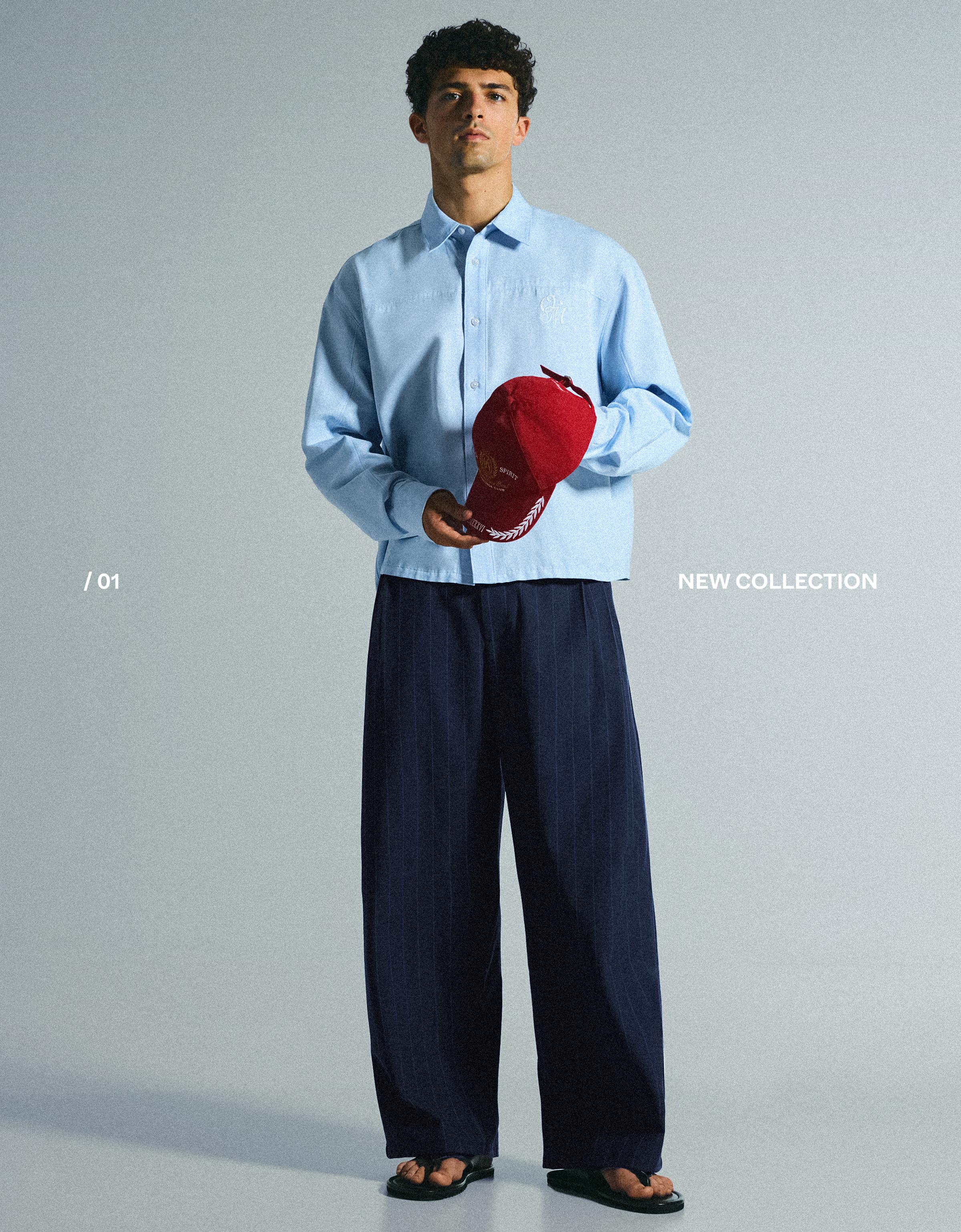 Super baggy pinstripe darted trousers — Navy