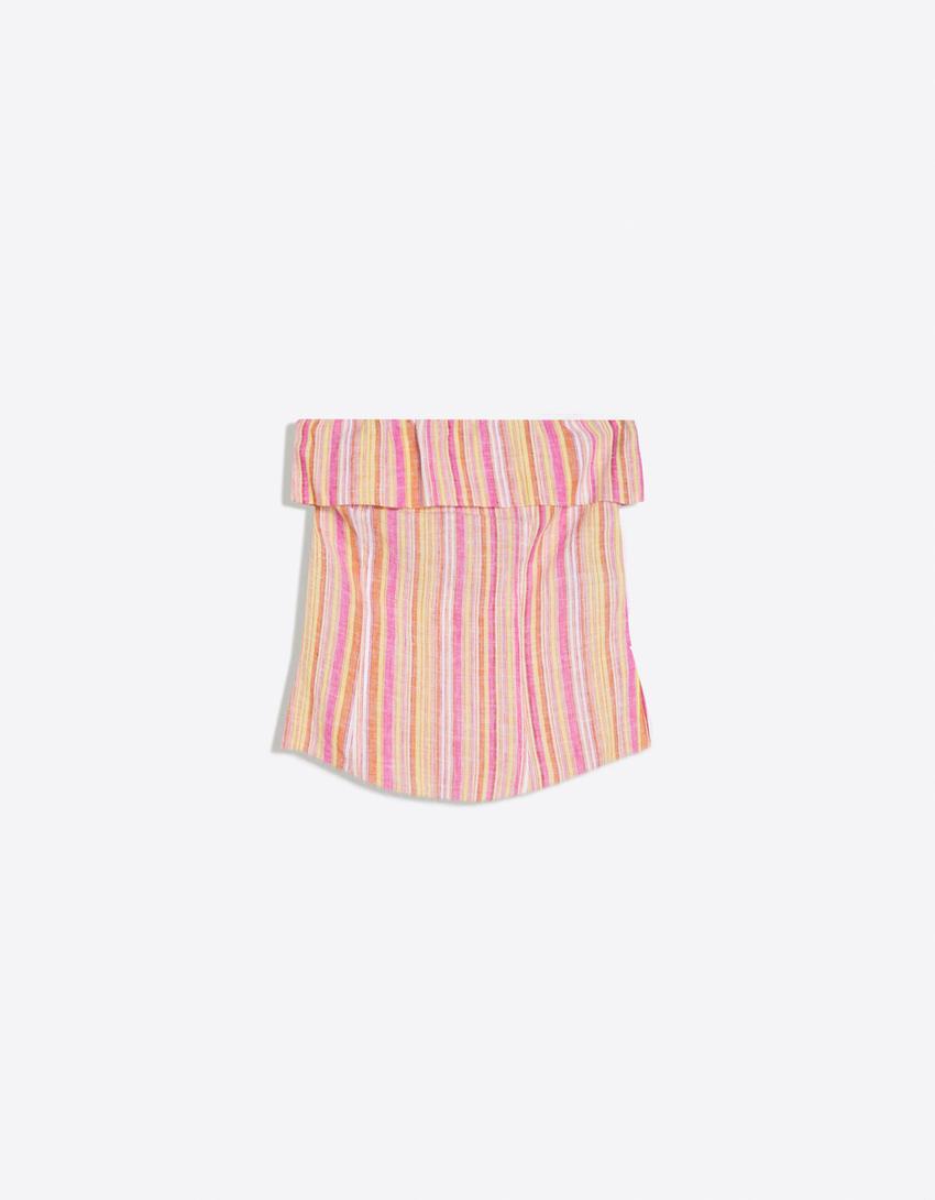 Striped bandeau top-Pink