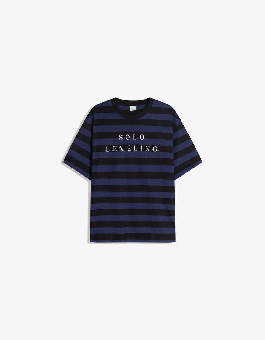 Solo Leveling short sleeve print T-shirt-Dark blue