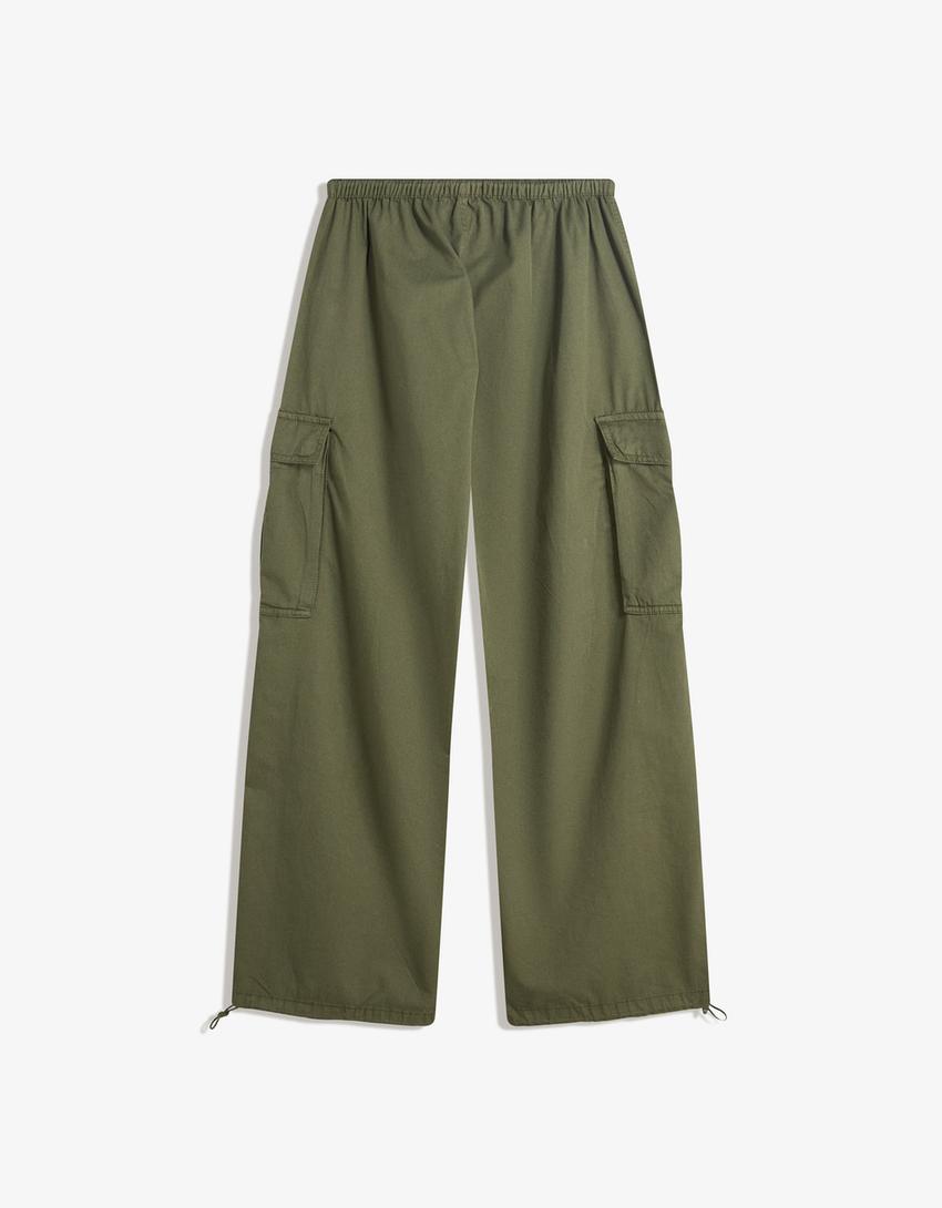 Spodnie cargo parachute-Khaki