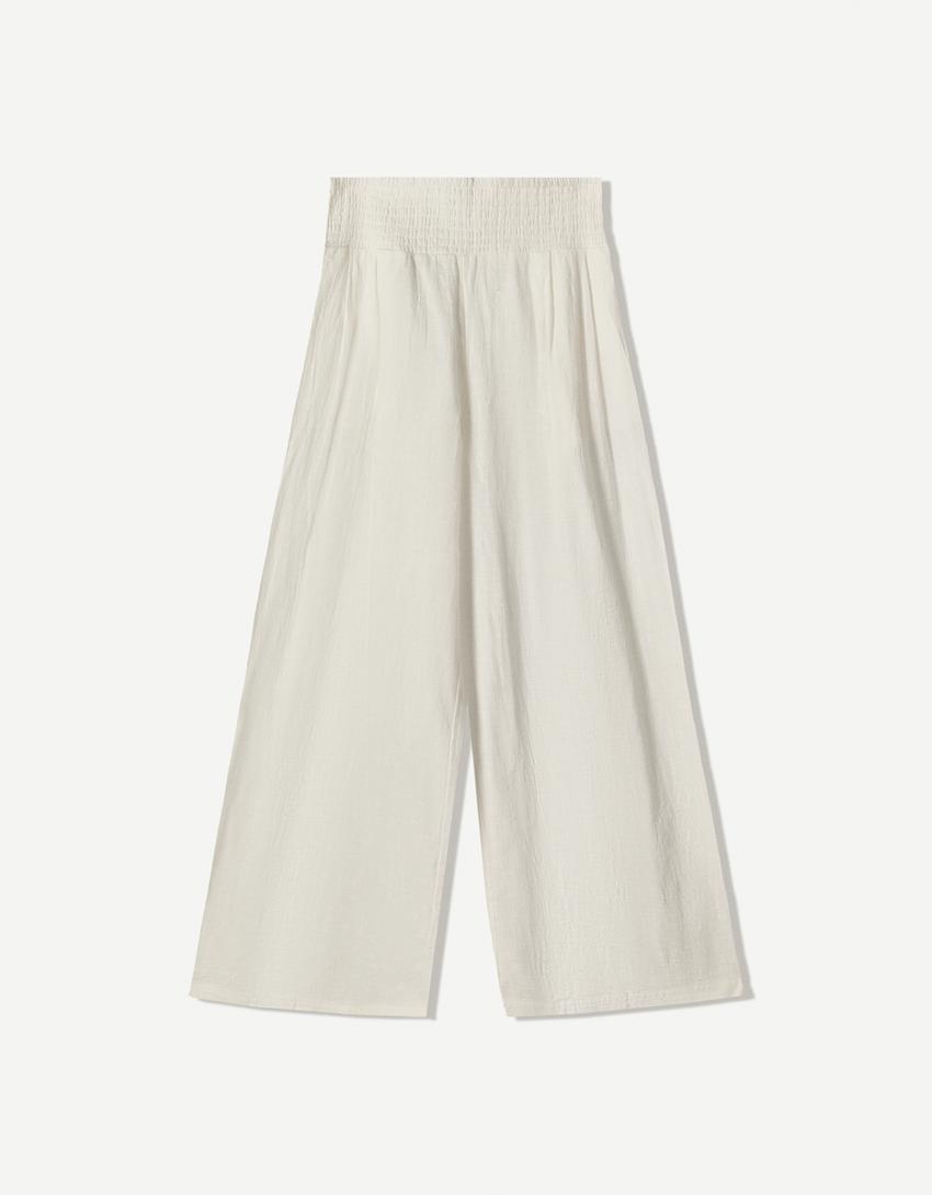 Rustic wide-leg pants with darts