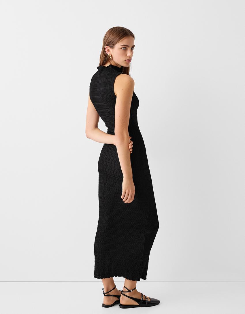 Rustic midi dress-Black-2