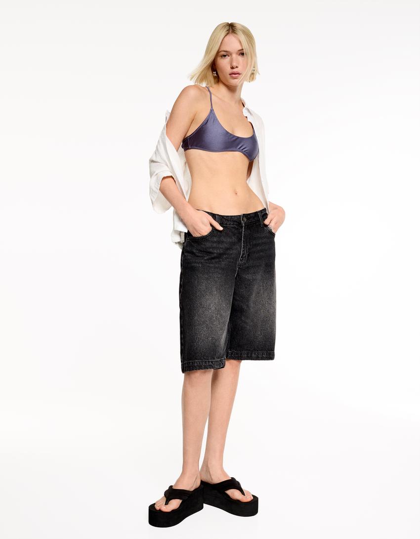 Bermuda baggy denim-Noir-2