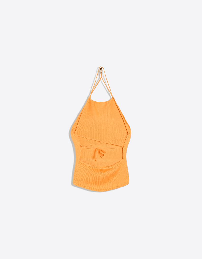 Rustik halter top-Turuncu