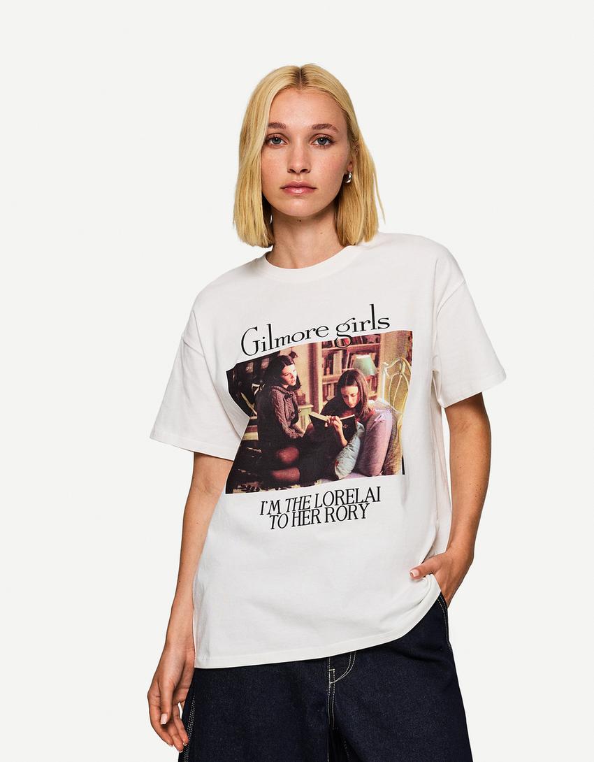 Gilmore Girls print short sleeve T-shirt-Off white-1