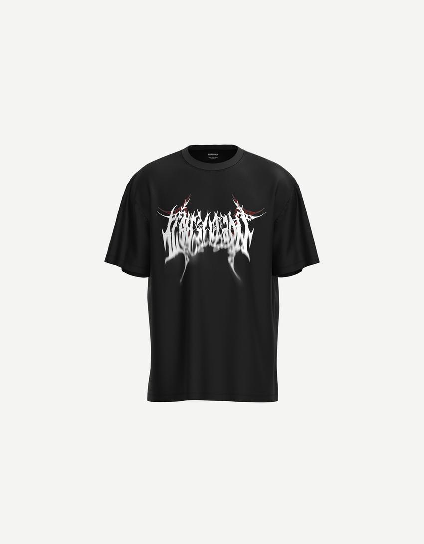 Camiseta manga corta print-Negro-5