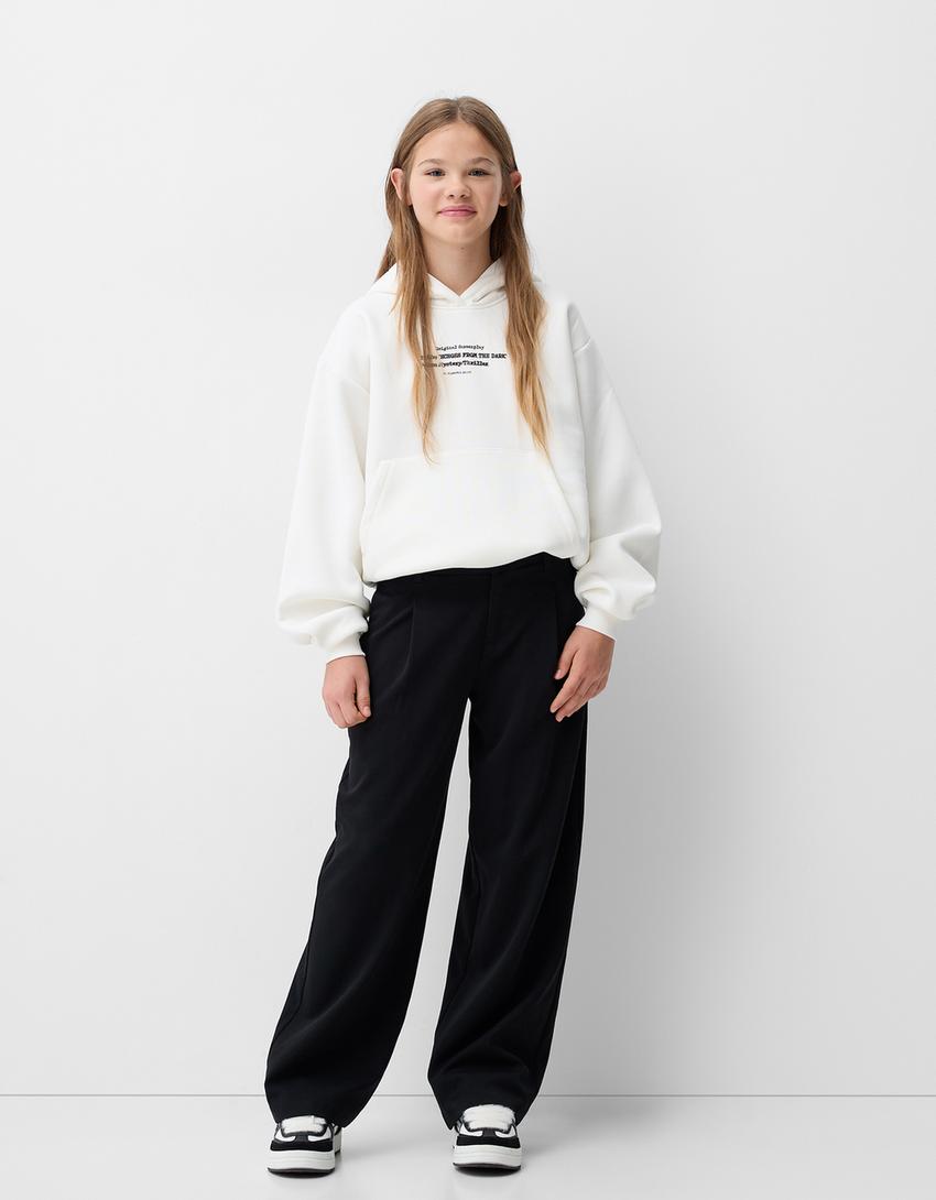 Bershka - Pantalon taille basse en lin avec poche - Blanc | ASOS