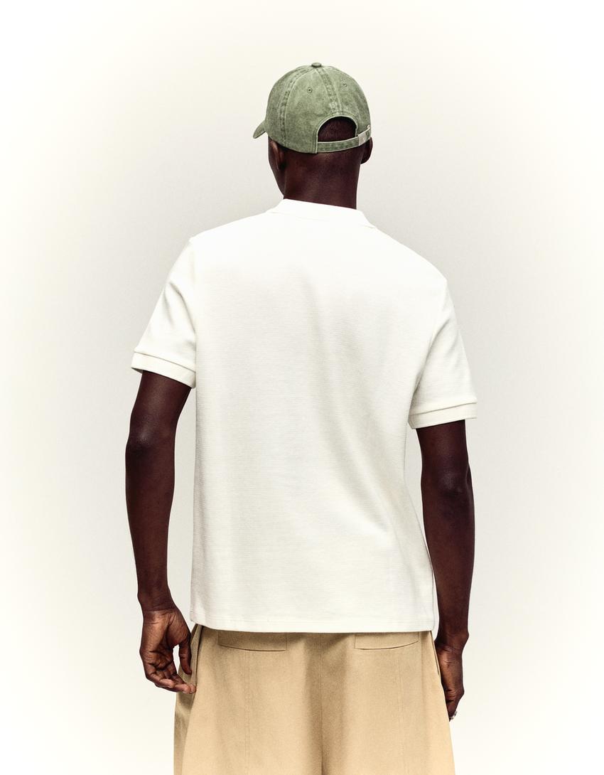 Embroidered short sleeve polo shirt-Off white
