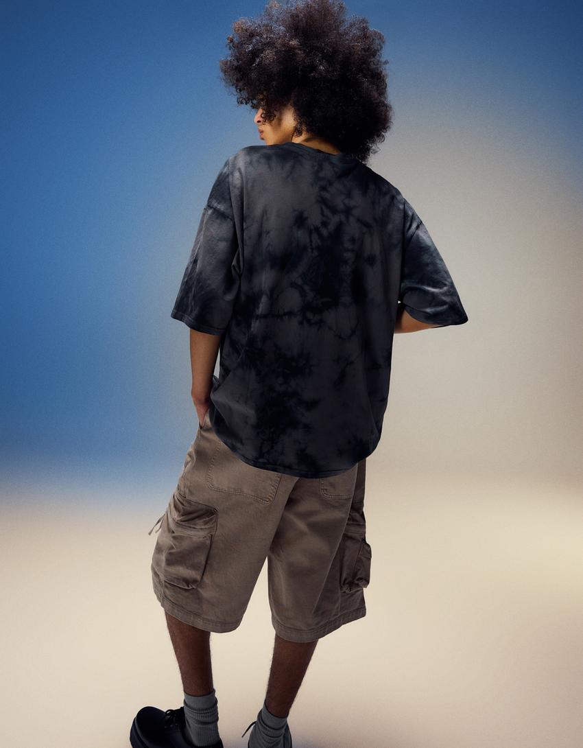 Oversize tie-dye short sleeve T-shirt-Grey