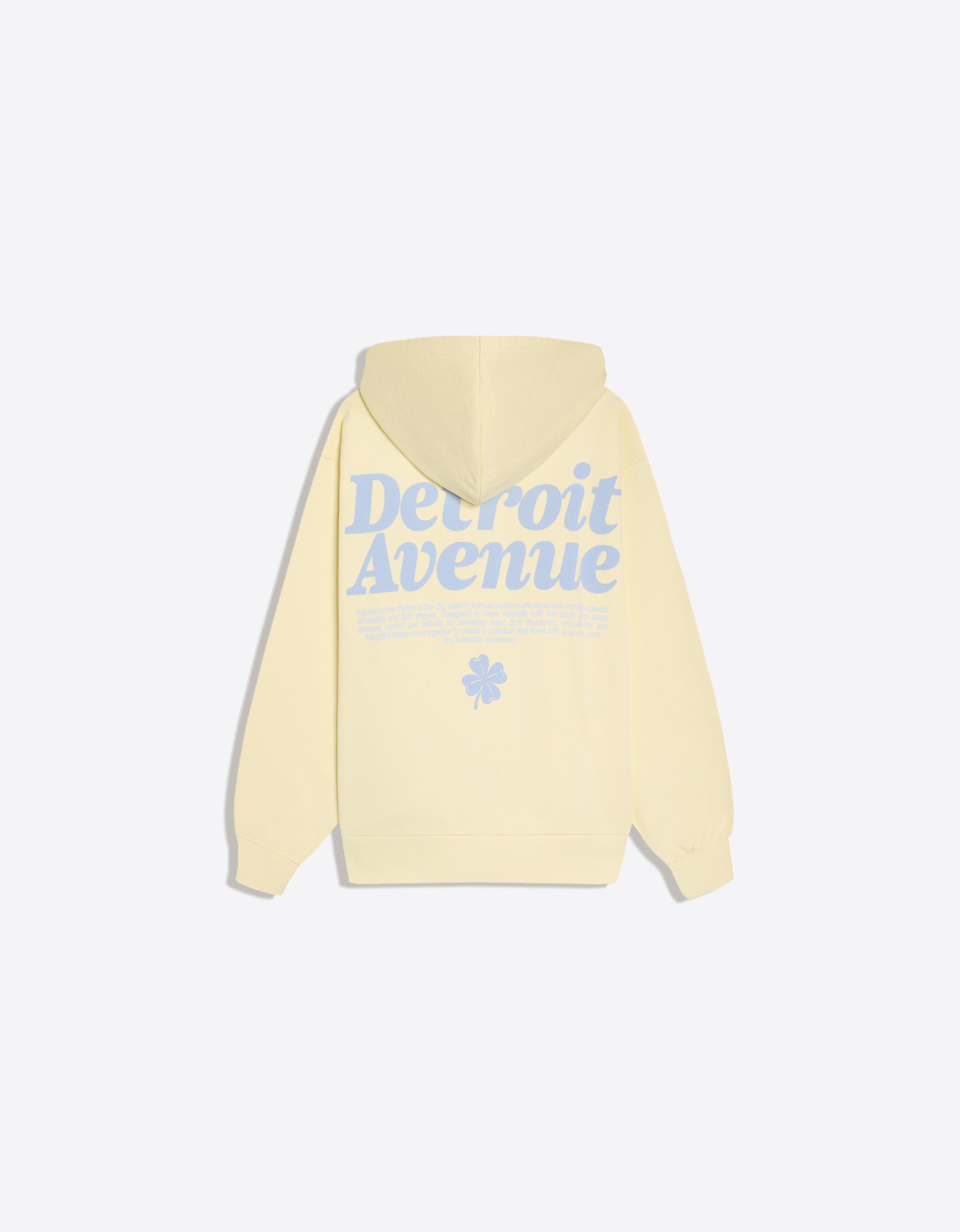 Oversize zip-up hoody with print — Yellow