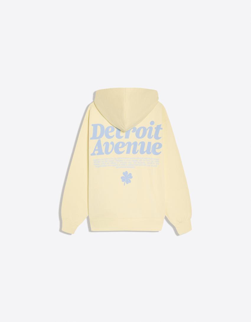 Oversize-Hoodie mit Reißverschluss und Print-Gelb