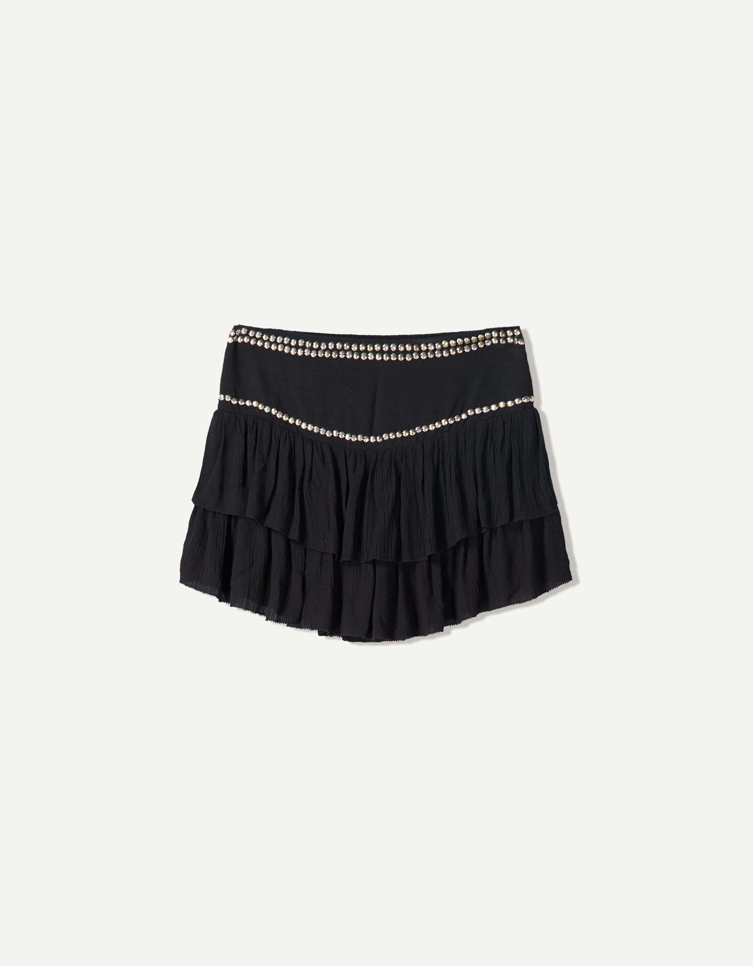 Studded ruffled mini skirt - Women | Bershka