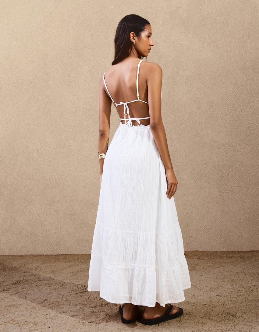Robe midi ample-Blanc-2