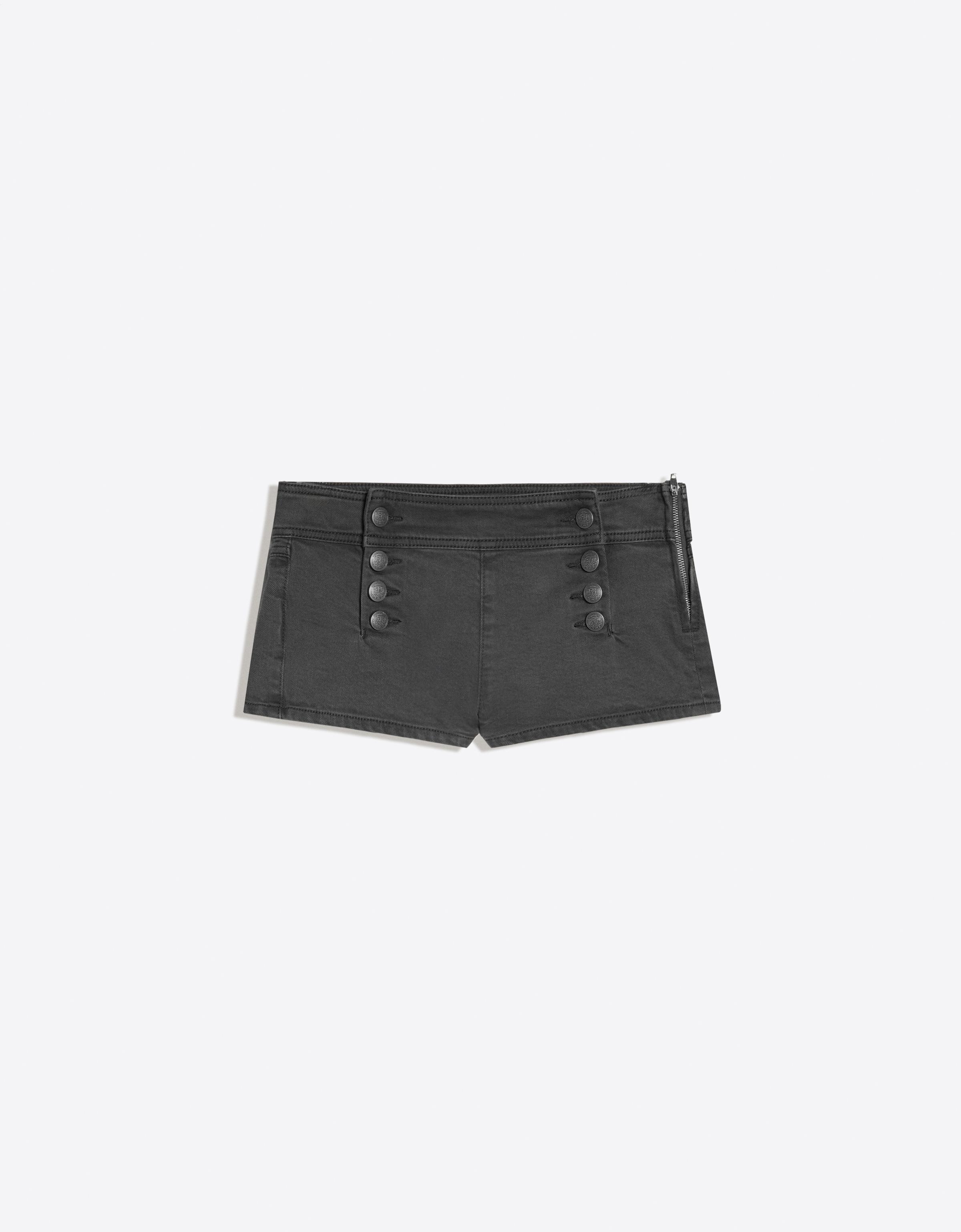 Mini button shorts — Grey
