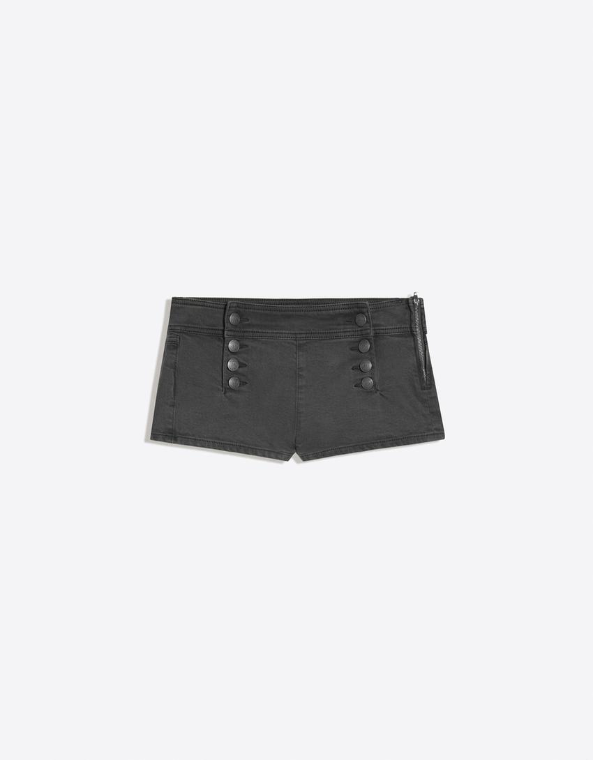 Short mini boutonné-Gris