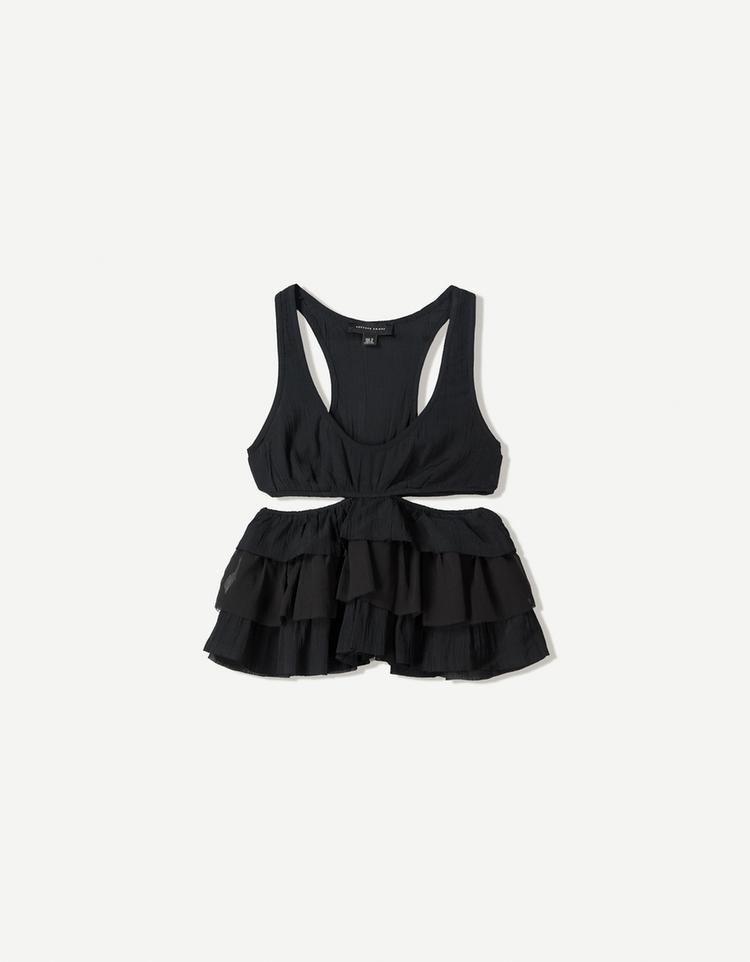 Ruffled rustic cut-out top