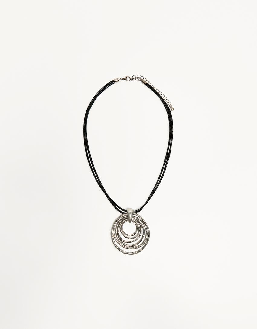 Collana con laccio e ciondolo-Argentato-1