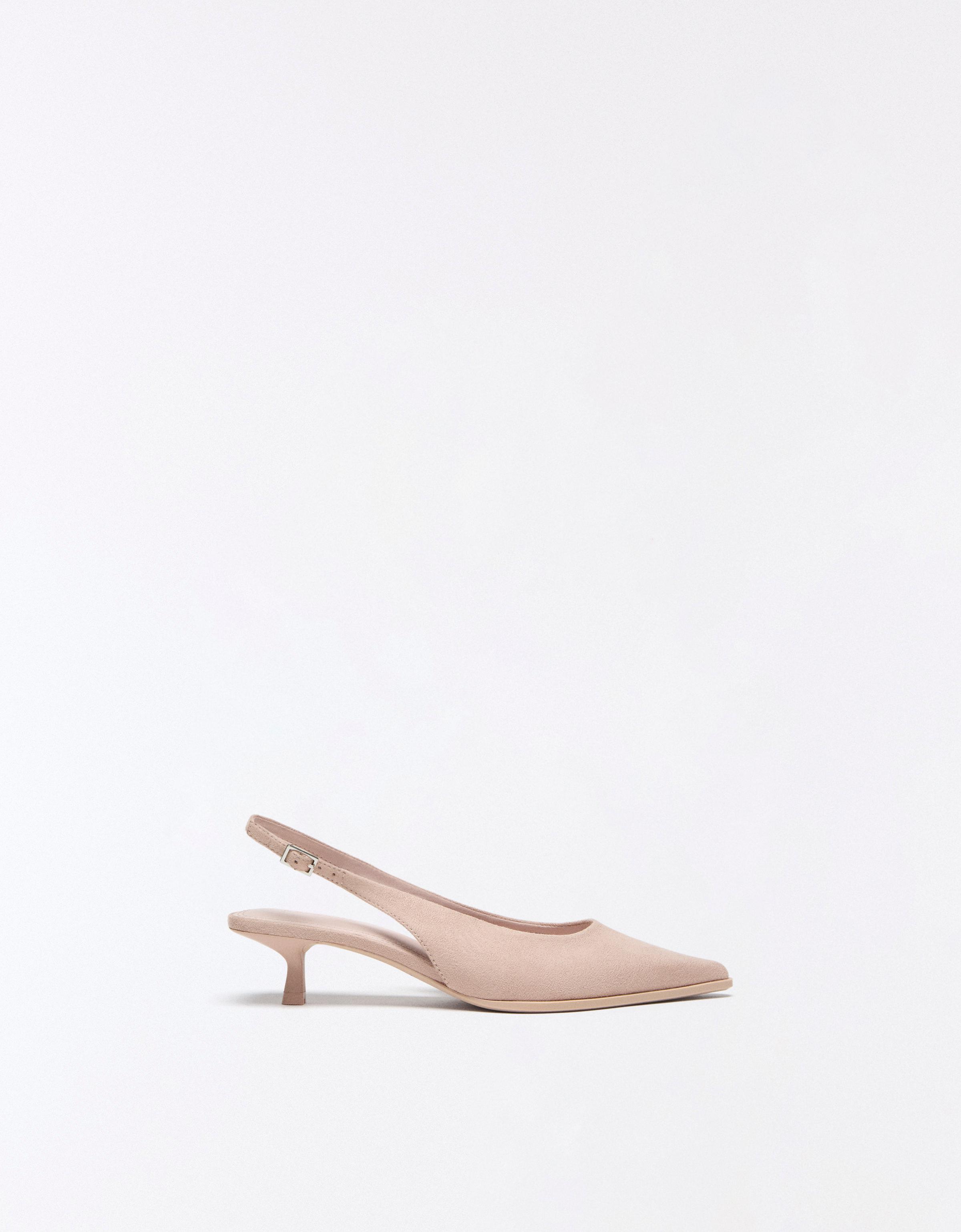 SLINGBACK KITTEN HEEL SHOES — PINK