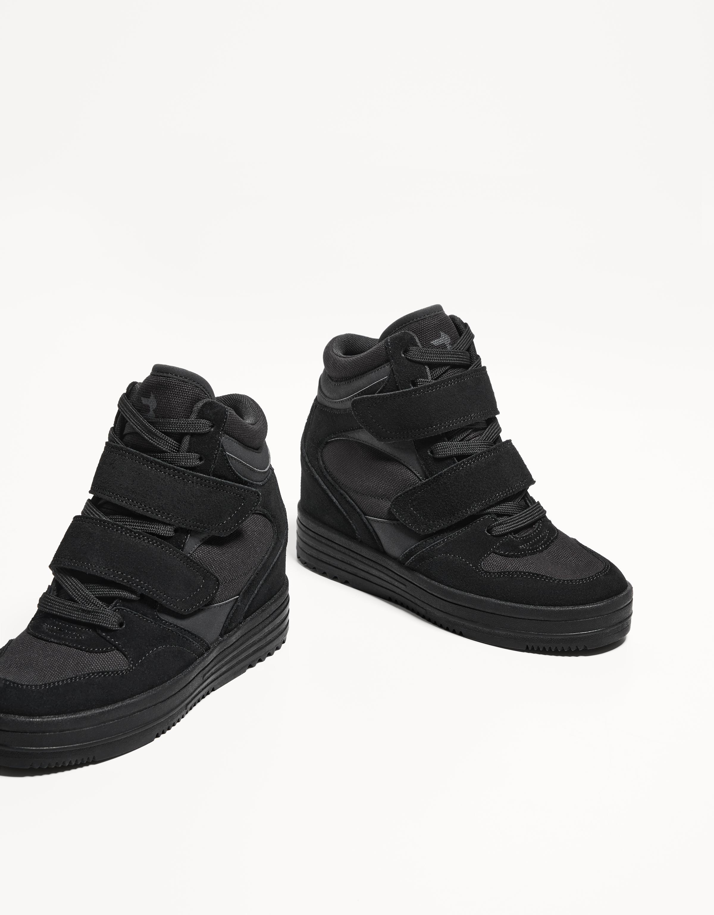 High-top sneakers with internal wedge — BLACK