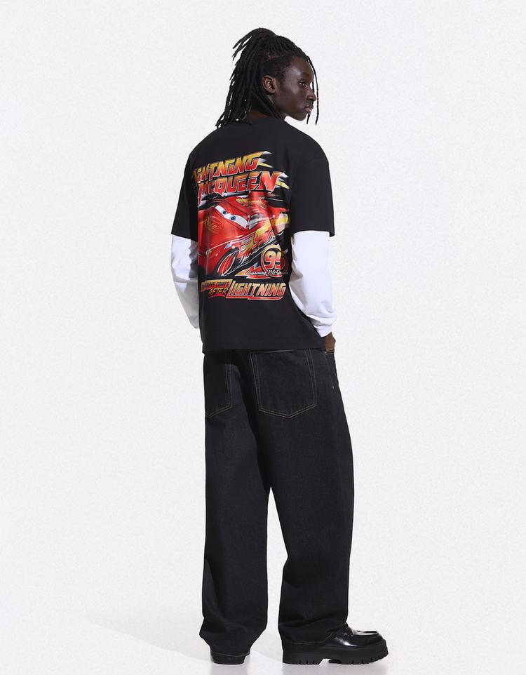 Kısa kollu araba baskılı t-shirt