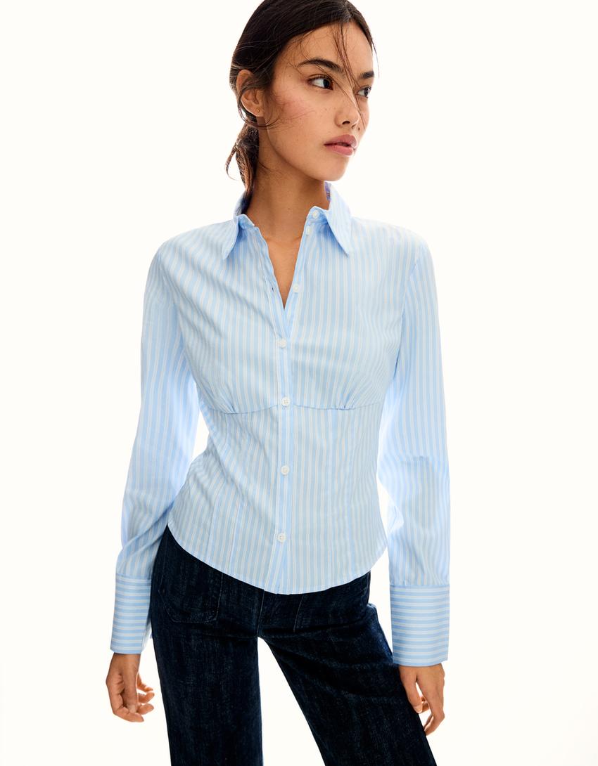 Camisa pinzas entallada-Azul claro-2