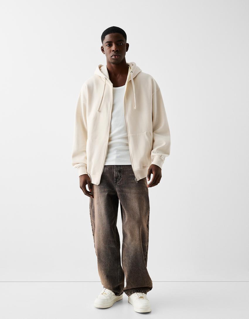 Zip-up hoodie-Off white