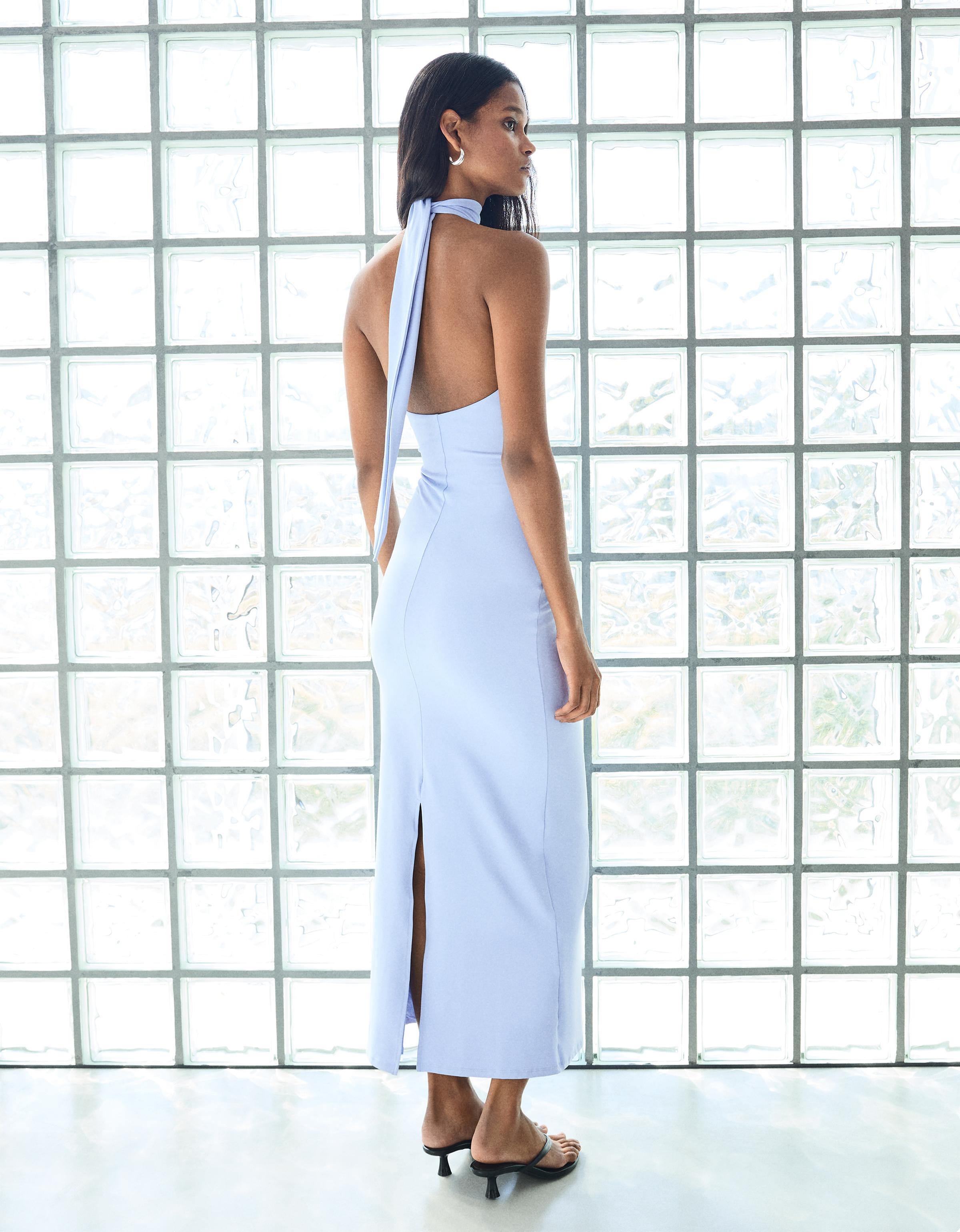 Halter midi dress — Light blue