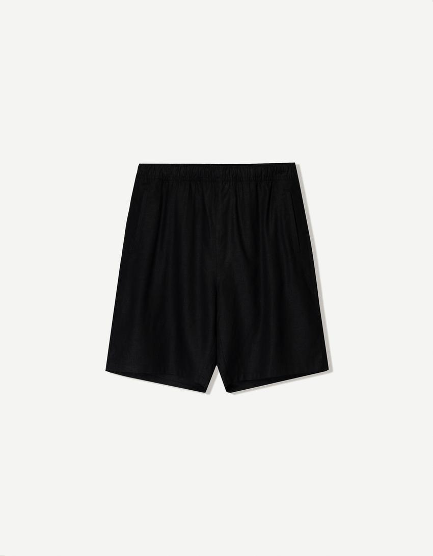 Loose linen blend jogger Bermuda shorts