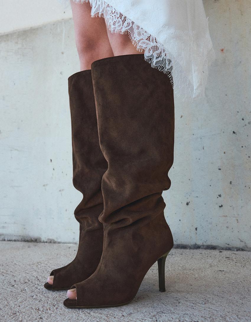 Botte talon aiguille split-Marron