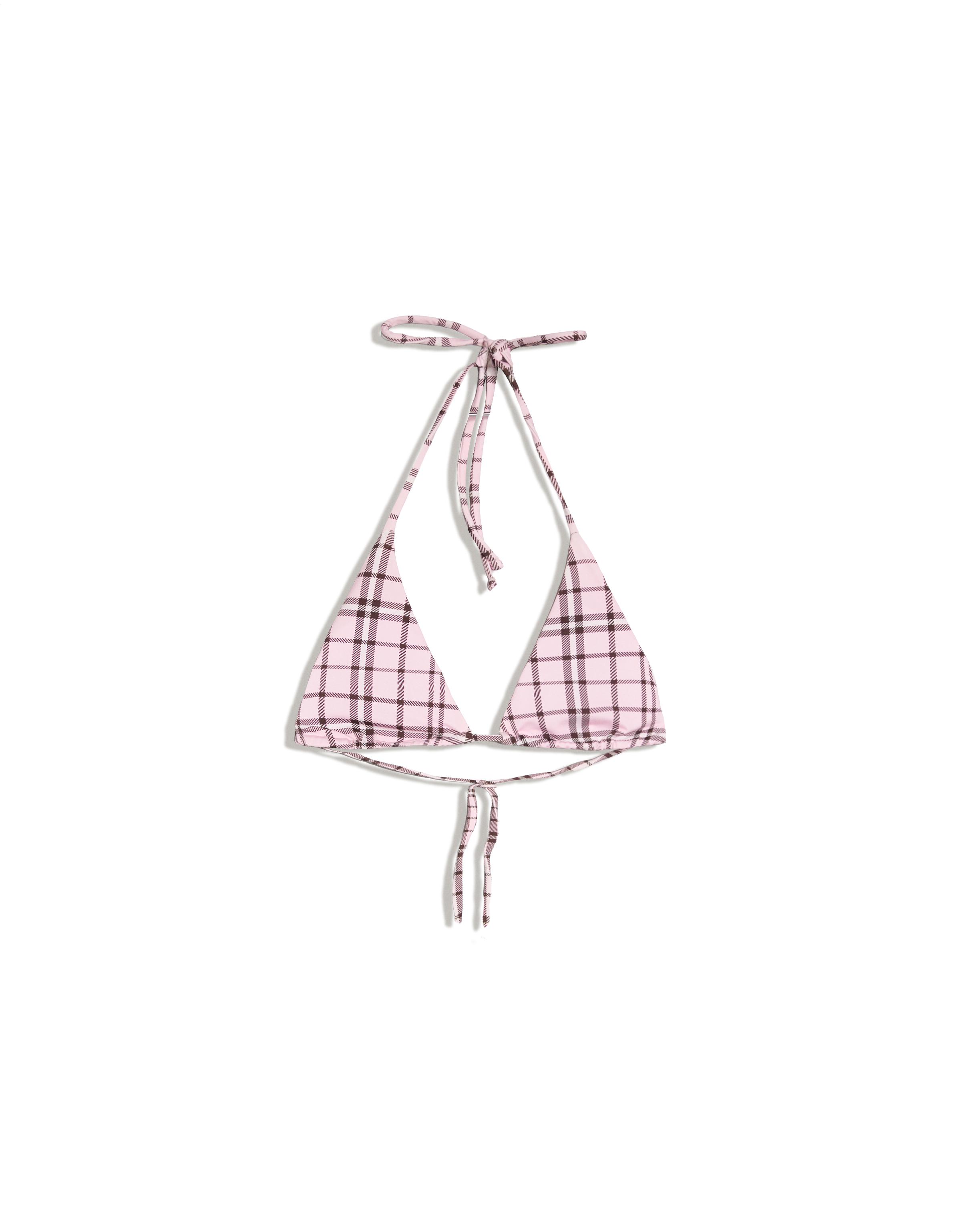 Checked triangle bikini top — Pink