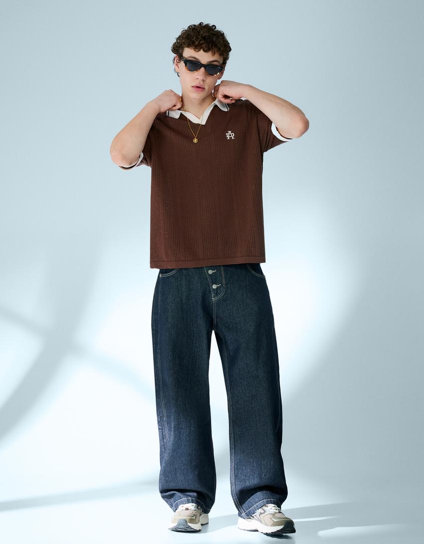 Short sleeve print polo shirt