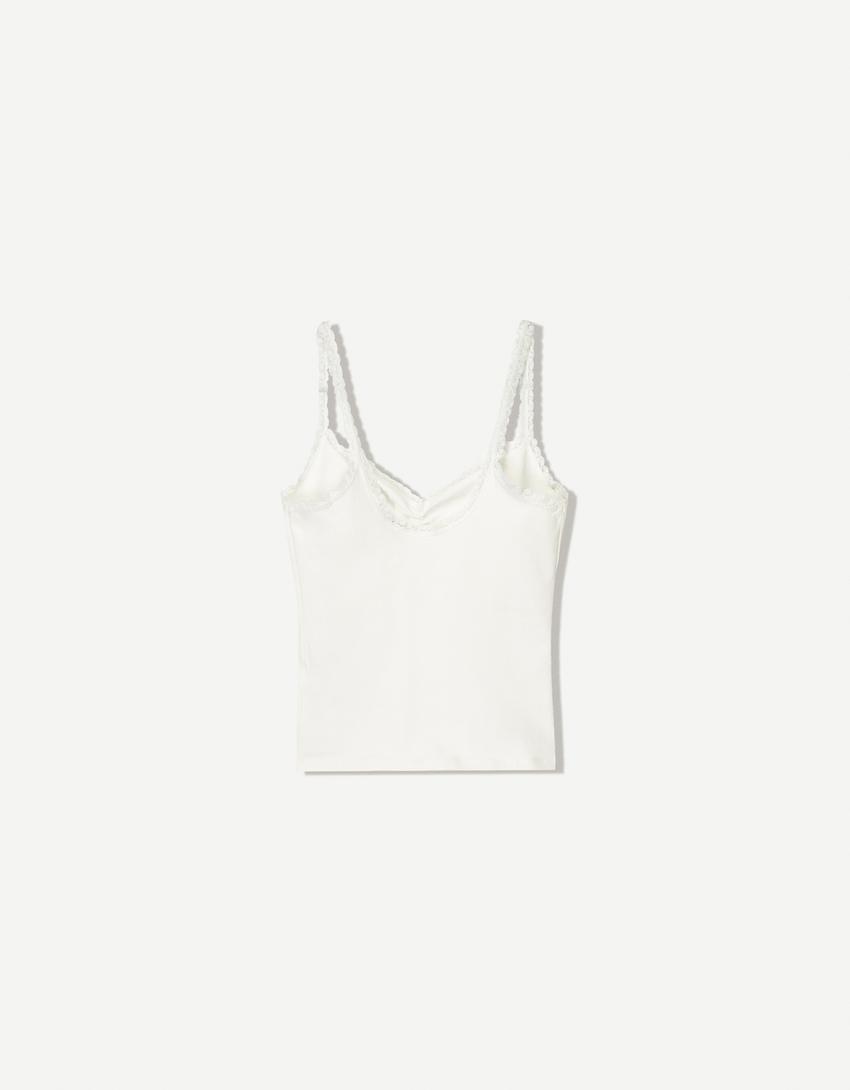 Top tirantes blonda On tour Mujer Bershka - Main Image