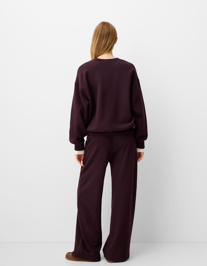 Felpa oversize con tasche laterali-Viola-2
