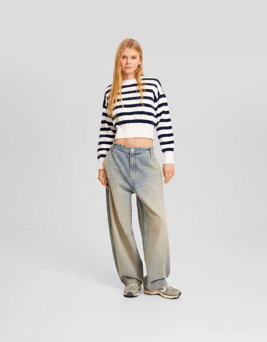 سويتر من الفرو الاصطناعي-أزرق-3