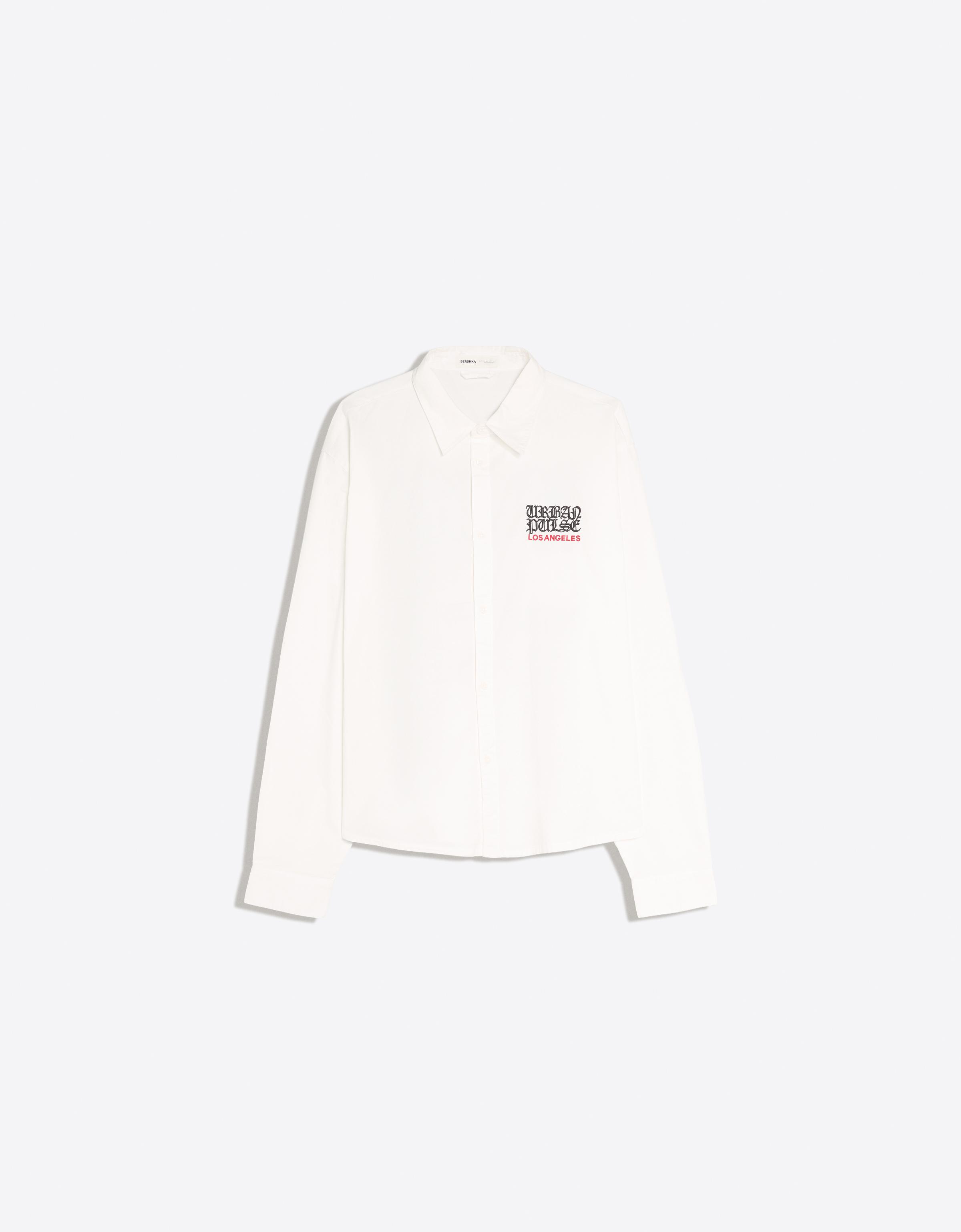 Long sleeve embroidered shirt — White