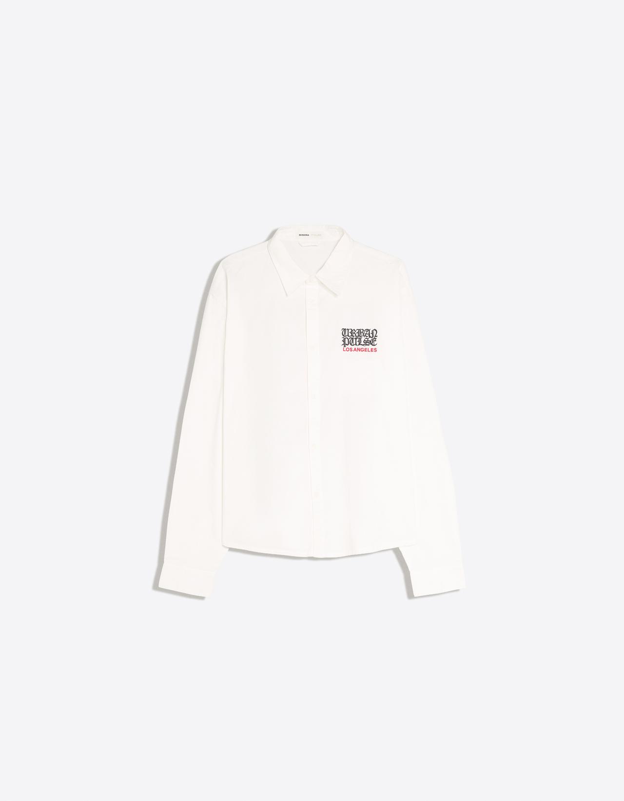 Long sleeve embroidered shirt — White