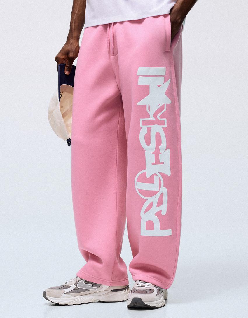 Pantaloni balloon fit con stampa laterale-Rosa