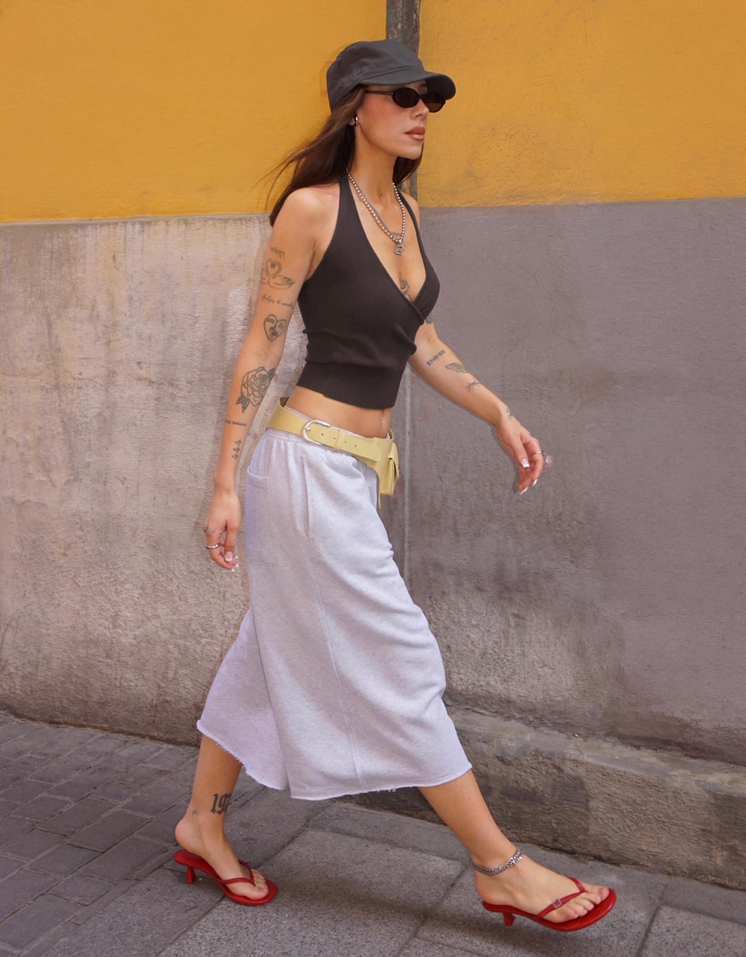 Halter neck crossover top — Brown