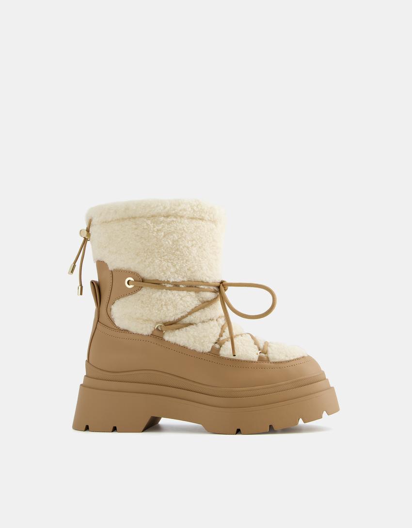 Botins combinados efeito de pelo encaracolado pormenor atacadores-Combinado-6