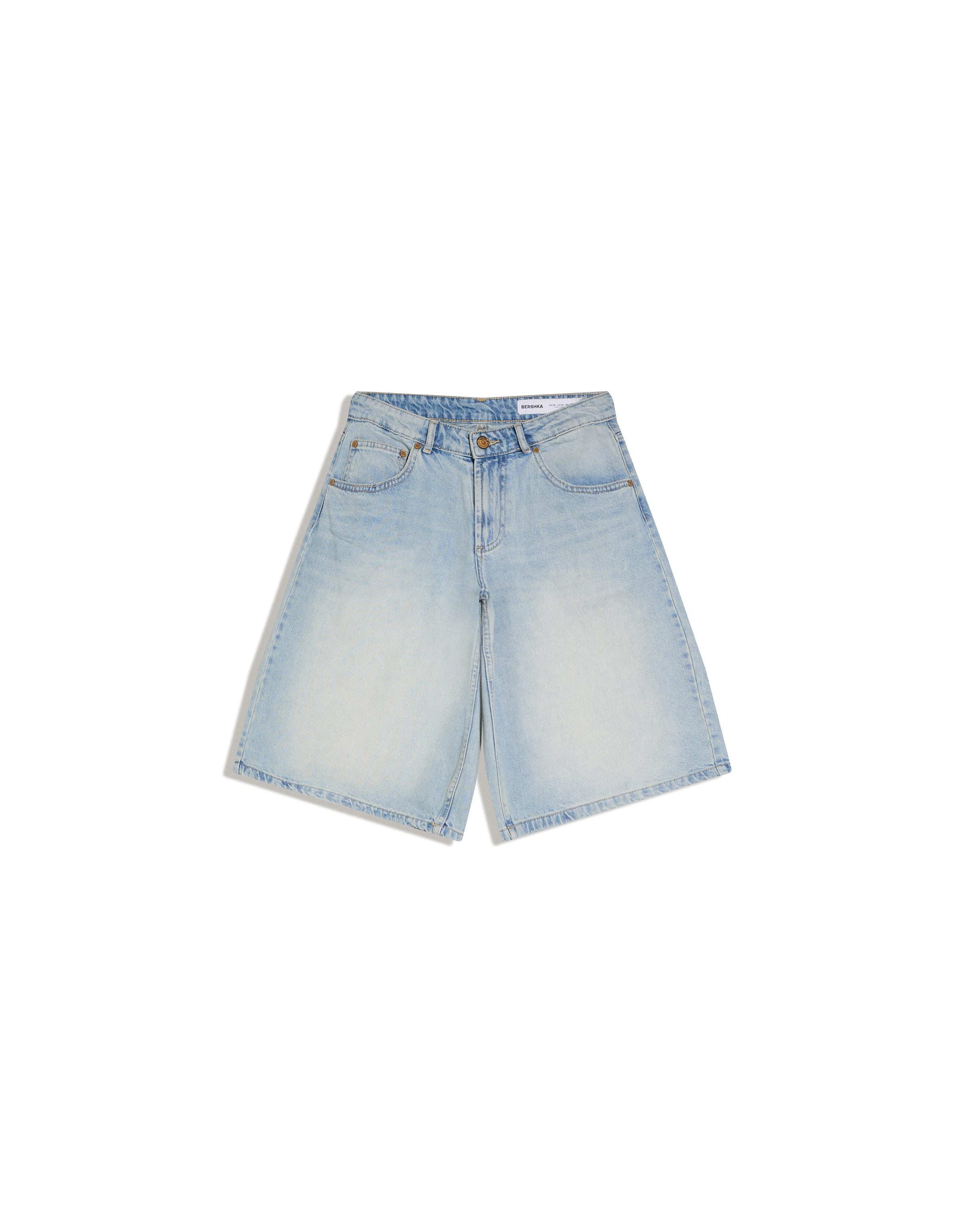 Bershka Baggy fit denim bermuda görsel 4