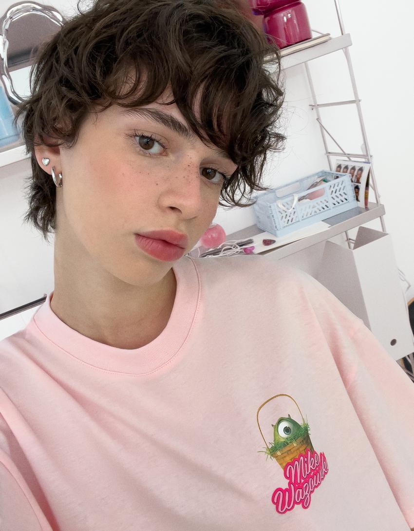 Monsters, Inc. print short sleeve T-shirt-Pink-1