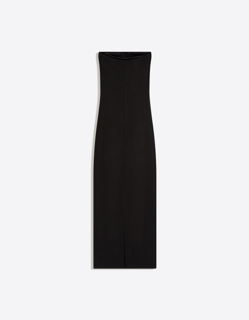 Robe midi bandeau en maille-Noir