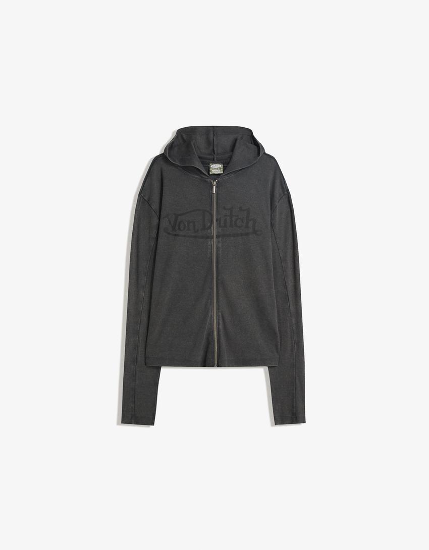 Sweat Von Dutch zippé-Gris-4
