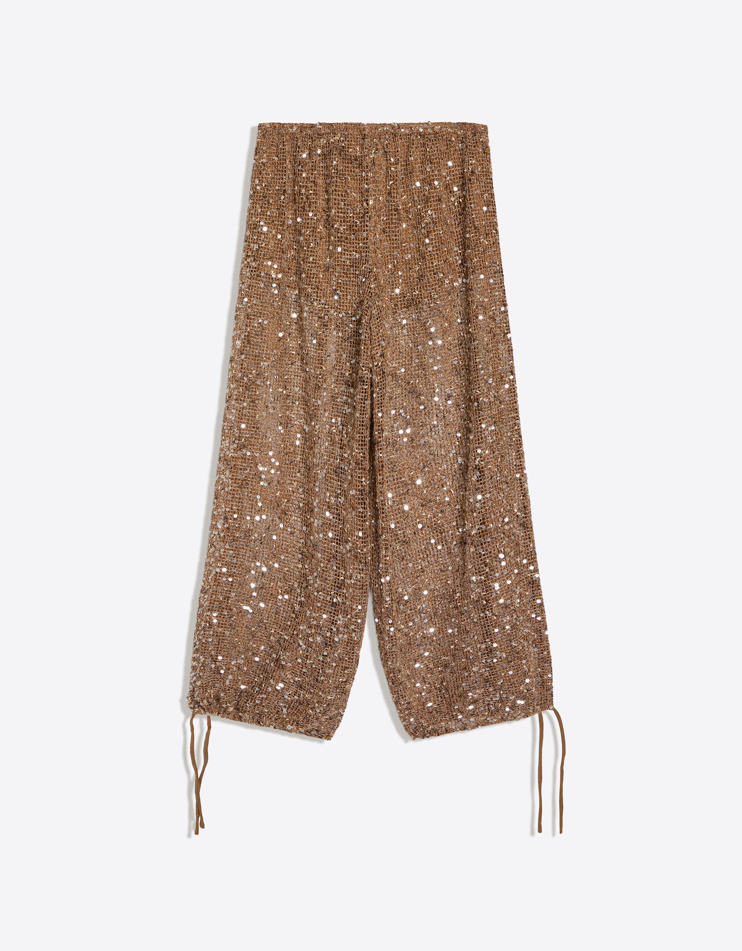 Sequinned drop crotch pants - Women | Bershka